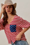 SO ME Stripe Waffle Knit Fourth Of July Cardigan Top