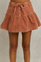 SO ME Mineral Wash Pintucked Corduroy Mini Flared Skirt