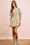BiBi Floral Bow Tie Attachable Puff Sleeves Dress