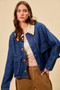 SO ME Zip Up And Buttoned Denim Jacket