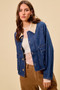 SO ME Zip Up And Buttoned Denim Jacket