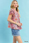 Umgee Mix Paisley Ruffle Sleeve Top