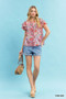 Umgee Mix Paisley Ruffle Sleeve Top