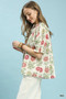 Umgee Floral Button-Front Short Sleeve Top