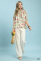 Umgee Floral Button-Front Short Sleeve Top