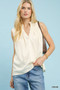 Umgee Sleeveless Textured Split Neck Top