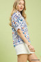 Umgee Floral Print Jacquard Ruffle Top