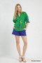 Umgee Floral Split Neck Puff Sleeve Top