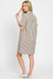 Zenana Stripe Collared Half Button Up T-Shirts Dress