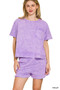 Zenana Halo Snow Washed Boxy Top & Shorts Set