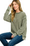 Zenana Acid Washed Double Ribbed Exposed-Seam Sweatshirt