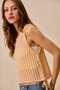 SO ME Low Gauge Pointelle Lightweight Sweater Tank Top