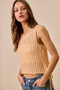 SO ME Low Gauge Pointelle Lightweight Sweater Tank Top