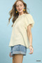 Umgee Textured Gauze Ruffle Neck Boho Top