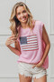 BiBi American Flag Sequins Patch Knit Top
