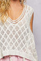 POL V-Neck Crochet Tank with Diamond Weave Knit Patterns