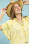 Umgee Gingham Lace Trim Top