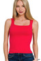 Zenana Seamless Double Layered Square Neck Tank Top