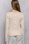 POL V-Neck Long Sleeve Ribbed Top with Lace-Accent Neckband