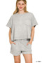 Zenana Halo Snow Washed Boxy Top & Shorts Set