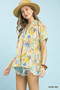 Umgee Mix Boho Printed V-Neck Top