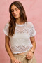 SO ME Crochet Scallop Edge Short Sleeves Knit Cover Up