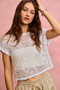 SO ME Crochet Scallop Edge Short Sleeves Knit Cover Up