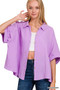 Zenana Double Gauze 3/4 Sleeve Button Up Shirt