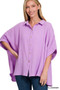 Zenana Double Gauze 3/4 Sleeve Button Up Shirt