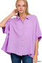 Zenana Double Gauze 3/4 Sleeve Button Up Shirt