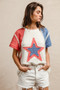 BiBi Contrast French Terry Cut Edge Detail Fourth Of July Theme T-Shirt
