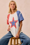 BiBi Contrast French Terry Cut Edge Detail Fourth Of July Theme T-Shirt