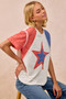 BiBi Contrast French Terry Cut Edge Detail Fourth Of July Theme T-Shirt