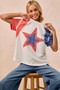 BiBi Contrast French Terry Cut Edge Detail Fourth Of July Theme T-Shirt