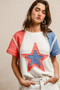 BiBi Contrast French Terry Cut Edge Detail Fourth Of July Theme T-Shirt
