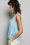 POL Textured Knit Round Neck Tank with Lace Detail