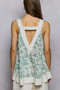 POL Floral V-Neck Tank with Front Pocket