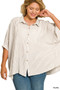 Zenana Full Size Woven Stripe Button Down Boxy Shirt Plus Size