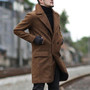 Winter Double Breasted Mid Length Men's Turndown Collar Wool Trench Coat