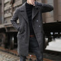 Winter Double Breasted Mid Length Men's Turndown Collar Wool Trench Coat