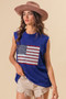 BiBi American Flag Sequins Patch Knit Vest