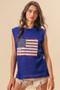 BiBi American Flag Sequins Patch Knit Vest