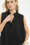 Umgee Sleeveless Textured Split Neck Top