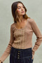 SO ME Vintage Washed Lace Crop Thermal Washed Knit Top