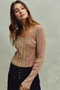 SO ME Vintage Washed Lace Crop Thermal Washed Knit Top