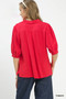 Umgee Mixed Media V-Neck Print Blouse