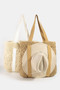 Fame Large Straw Braided Tote Bag with Hat Holder