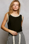 POL Ribbed Round Neck Tank with Lace Trim