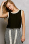 POL Ribbed Round Neck Tank with Lace Trim