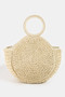 Fame Circle Handle Circle Straw Braided Hand Bag